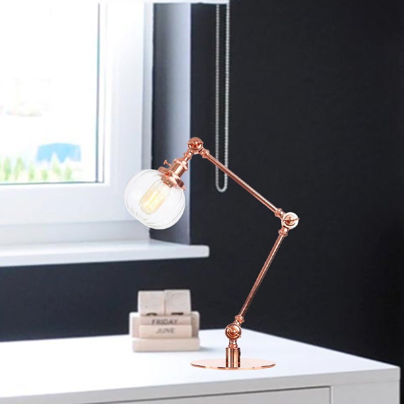 Éclairage de table globale en verre ambre / transparent vintage élégant 1 lampe de table finale noire / bronze claire pour chambre à coucher
