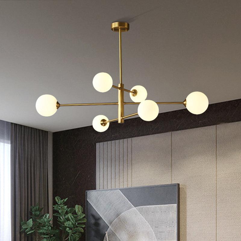 Lumo lampadario a forma di globo in vetro Flaccura illuminata moderna a soffitto a sospensione bianca