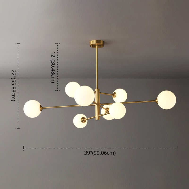 Lumo lampadario a forma di globo in vetro Flaccura illuminata moderna a soffitto a sospensione bianca