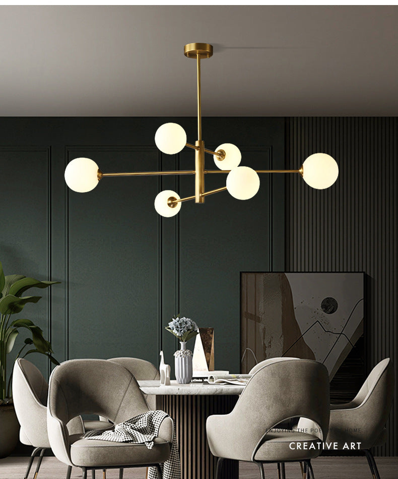 Lumo lampadario a forma di globo in vetro Flaccura illuminata moderna a soffitto a sospensione bianca