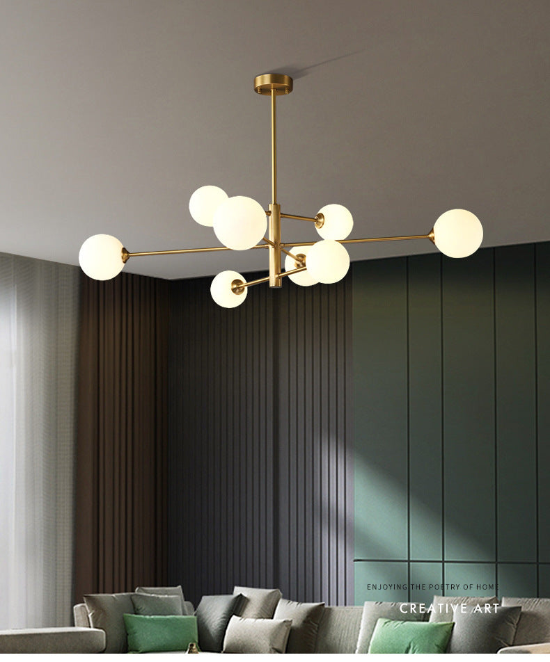 Lumo lampadario a forma di globo in vetro Flaccura illuminata moderna a soffitto a sospensione bianca