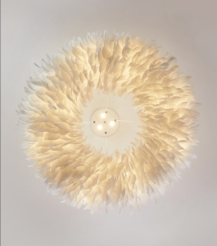 Luz de araña colgante de donas de pluma