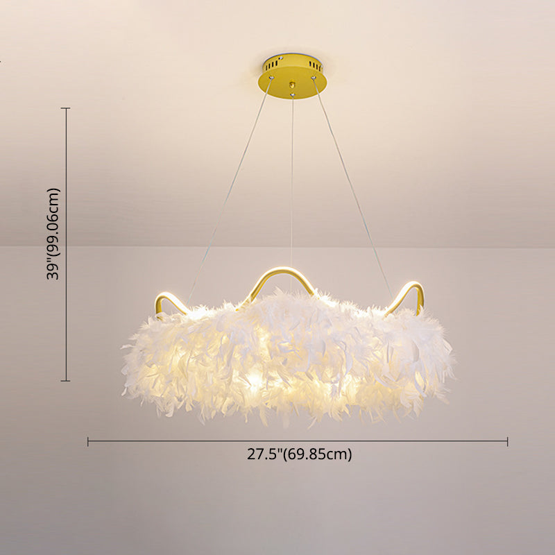Metallkreis Kronleuchter Beleuchtung Nordic LED Weiß hängender Kronleuchter mit Krondekoration