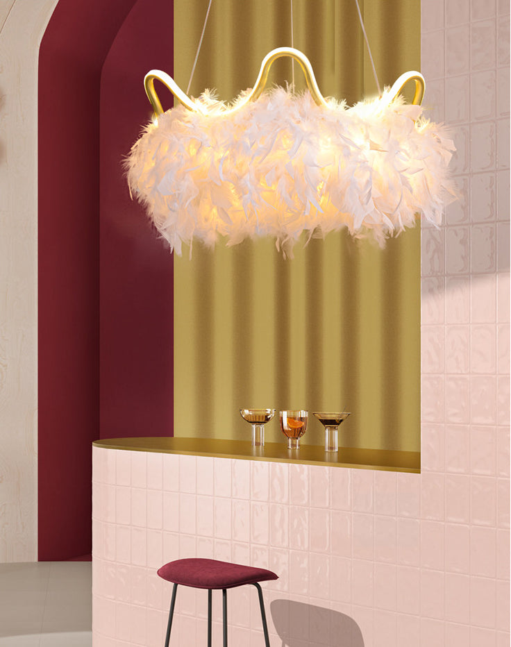 Metallkreis Kronleuchter Beleuchtung Nordic LED Weiß hängender Kronleuchter mit Krondekoration