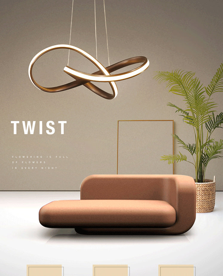 Spiralgehängte Beleuchtungsbehandlung minimalistische LED -Metalldecke Anhänger Licht für Esszimmer