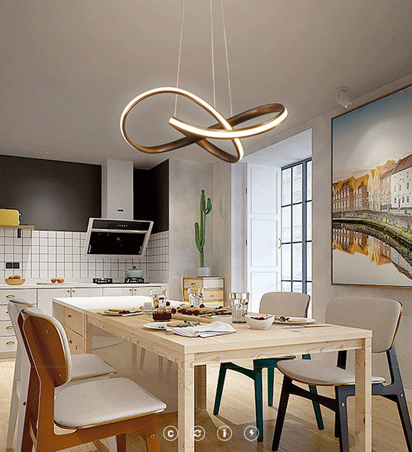 Spiralgehängte Beleuchtungsbehandlung minimalistische LED -Metalldecke Anhänger Licht für Esszimmer