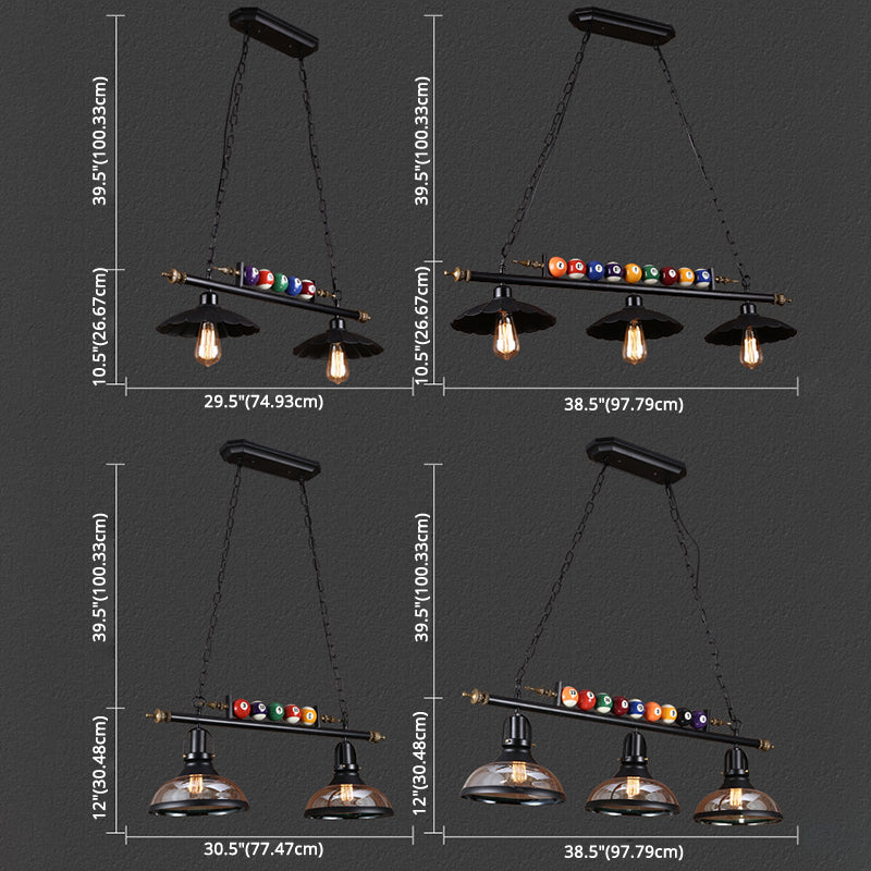 Stile industriale Isola Penderant Light Black Black Iron Iron Billiard Billiard DECOREATIVE Light con 39 "catena regolabile