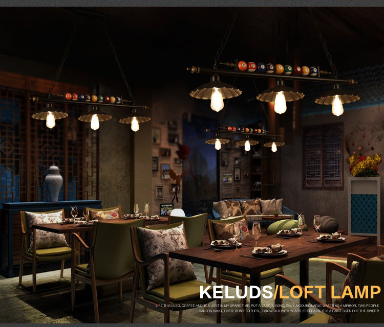 Stile industriale Isola Penderant Light Black Black Iron Iron Billiard Billiard DECOREATIVE Light con 39 "catena regolabile