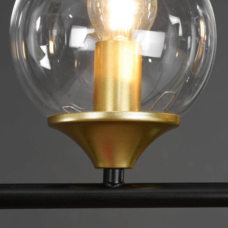 Metal Linear Island Light with Glass Ball Shape Nordic Minimalist Style Metal Island Pendant for Dining Room