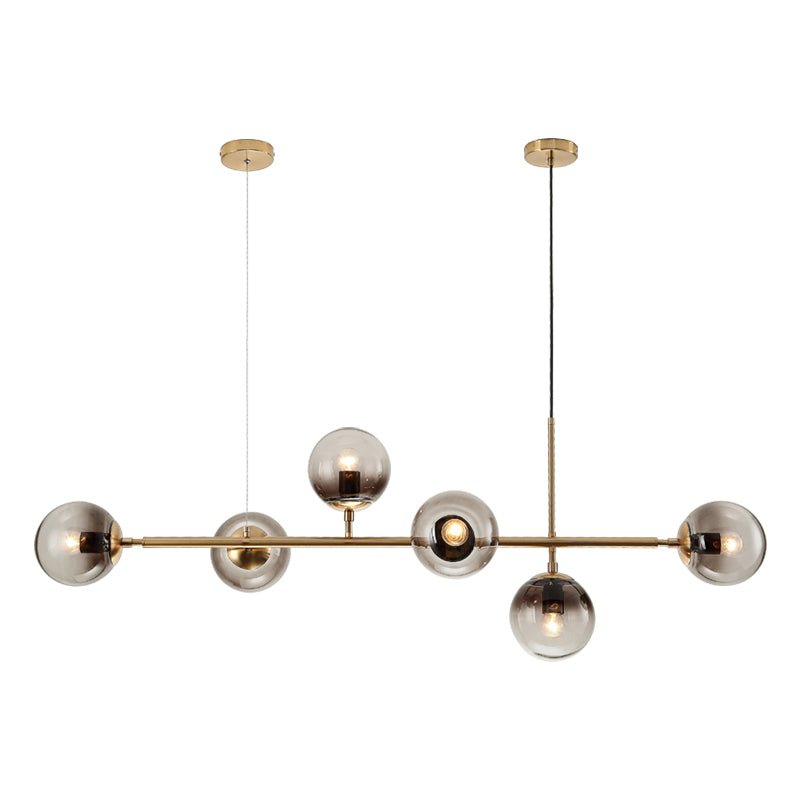 Metal Linear Design Island Lighting Fixture Modern Minimalist Glass Bubble Shade Hanging Light for Kitchen Dining Room