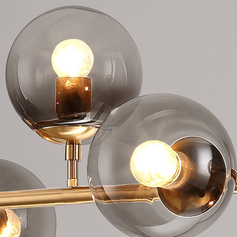 Metal Linear Design Island Lighting Fixture Modern Minimalist Glass Bubble Shade Hanging Light for Kitchen Dining Room