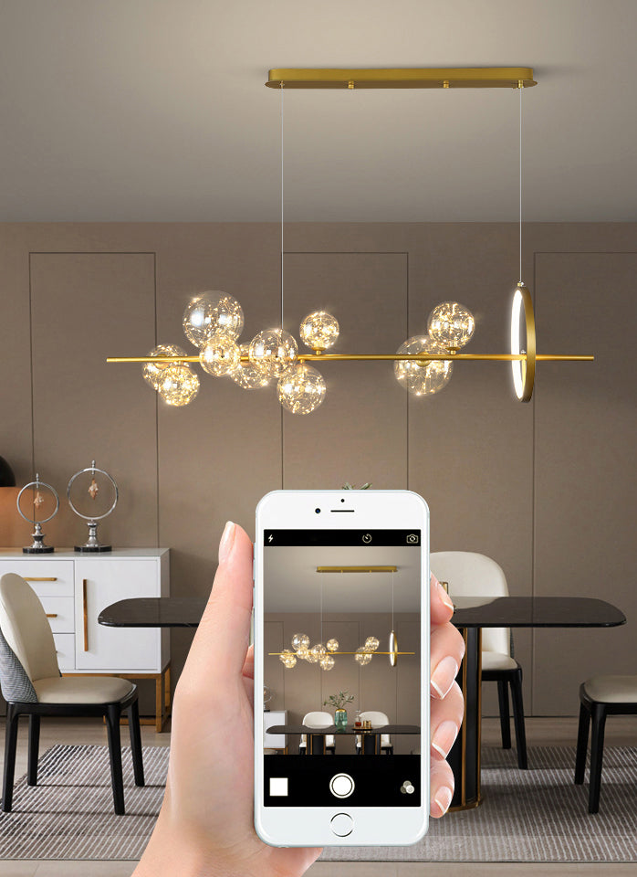 Lámpara de led círculo de estilo nórdico de estrella de vidrio transparente