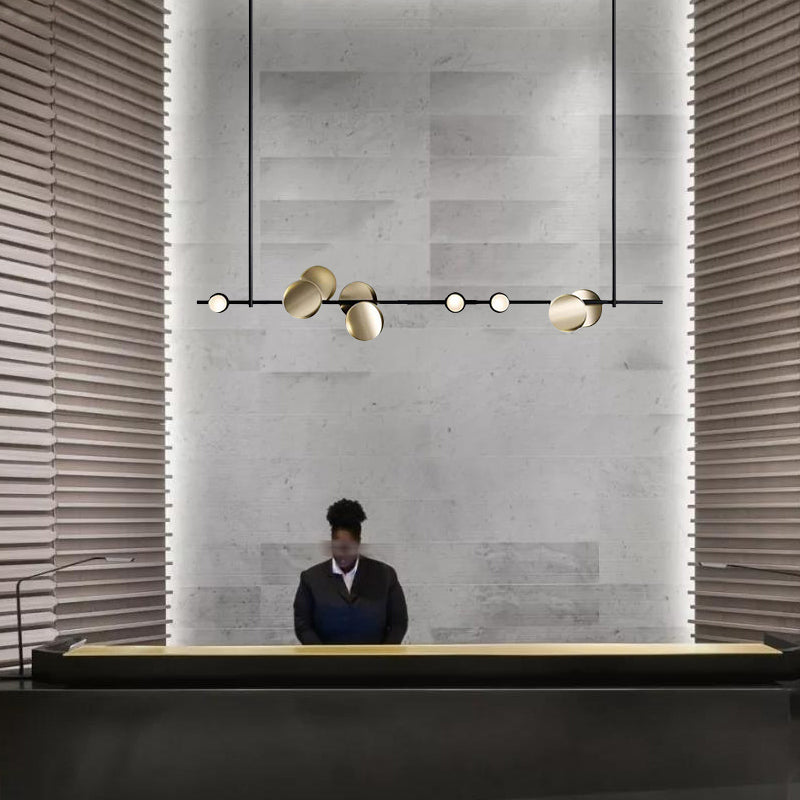 47" Wide Post Modern Metal Linear Design Island Light 9 Lights Minimalist Hanging Pendant Light in Gold