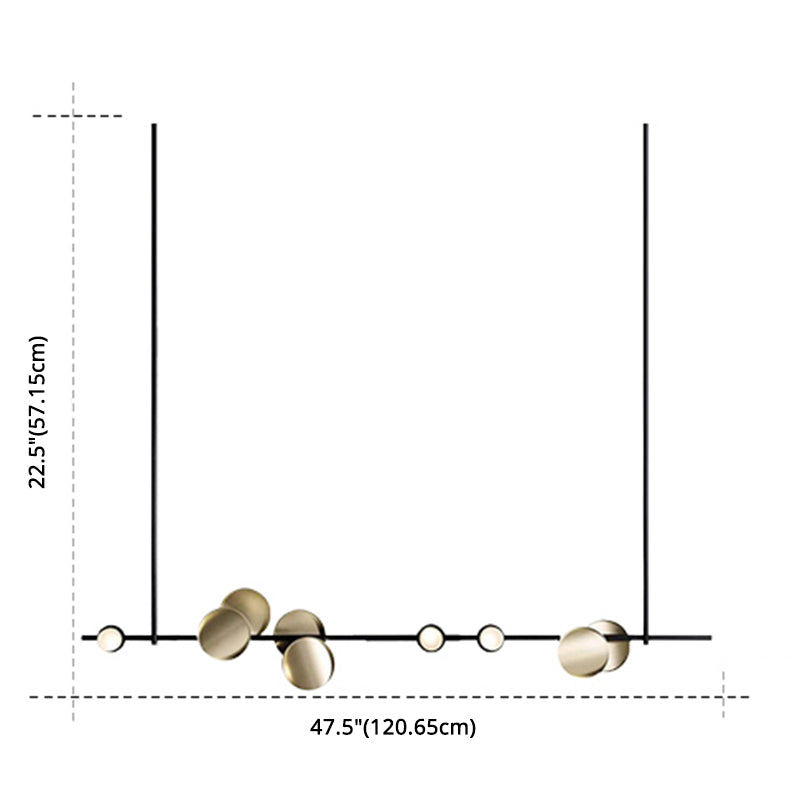 47" Wide Post Modern Metal Linear Design Island Light 9 Lights Minimalist Hanging Pendant Light in Gold