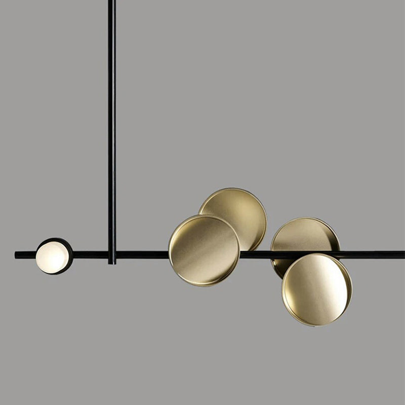 47" Wide Post Modern Metal Linear Design Island Light 9 Lights Minimalist Hanging Pendant Light in Gold