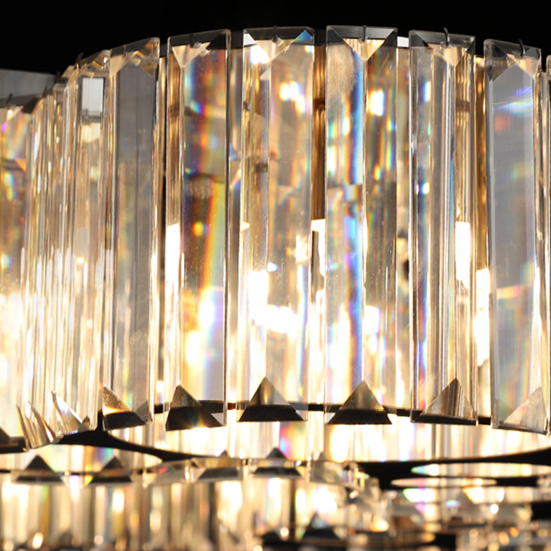 33.5 Inches Wide Crystal Island Light 7 Lights Contemporary Style Dining Table Lighting Fixture with Adjustable Hanging Wire