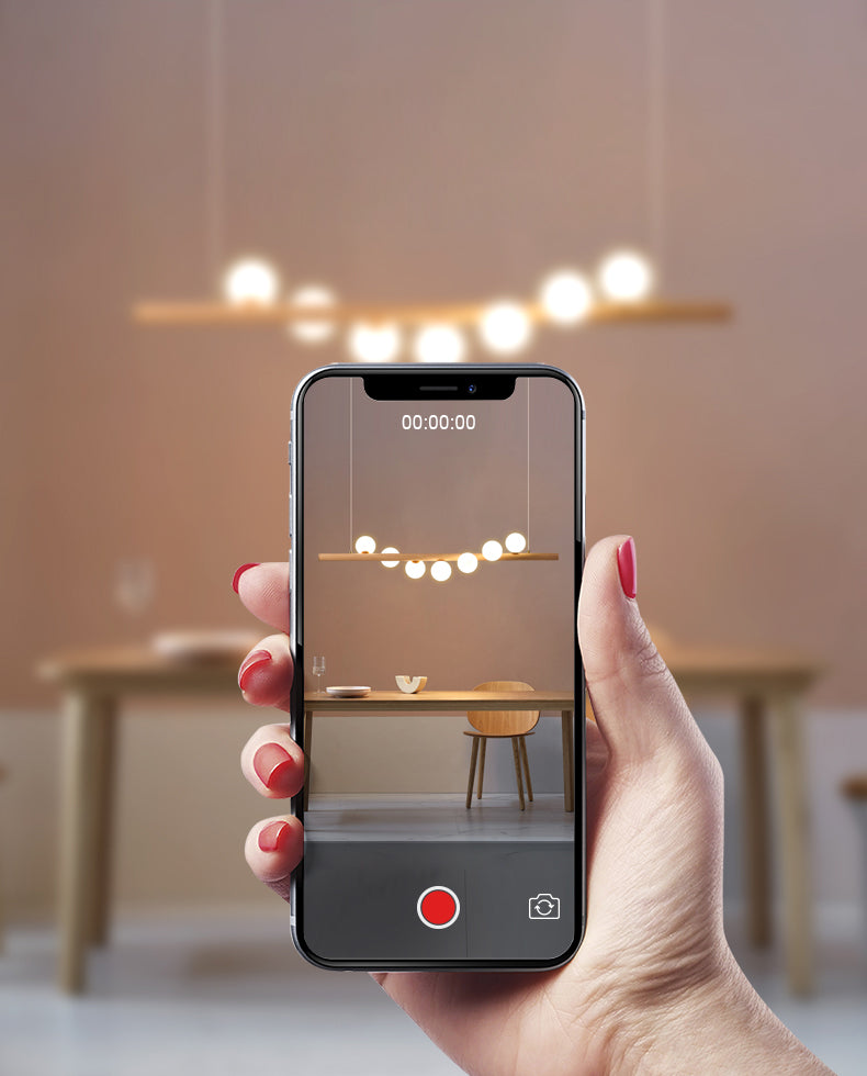 Faux Wood Design Modern Island Light White Glass Ball Shade Modern Hanging Lamp for Restaurants