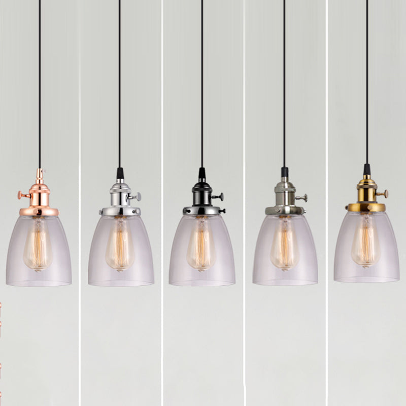 3 LIGHTS Transparent Glass Shade Island Lamp Retro Industrial Style suspendu suspendu pour salle à manger