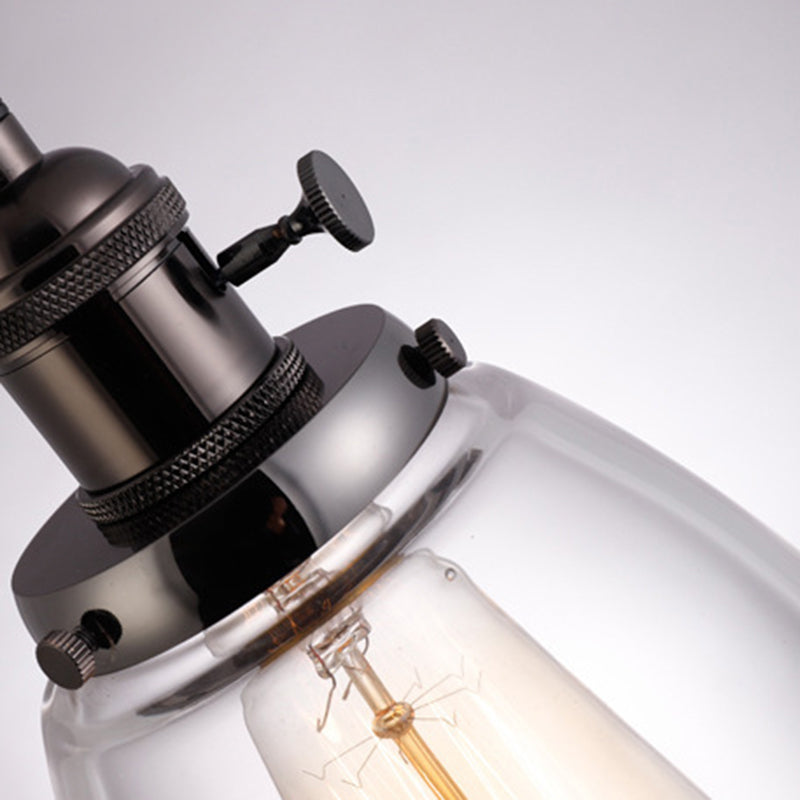 3 LIGHTS Transparent Glass Shade Island Lamp Retro Industrial Style suspendu suspendu pour salle à manger