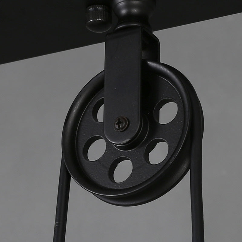 Liftable Industrial Retro Island Light with Black Metal Saucer Shade Cafe Shop Suspended Lighting Fixture