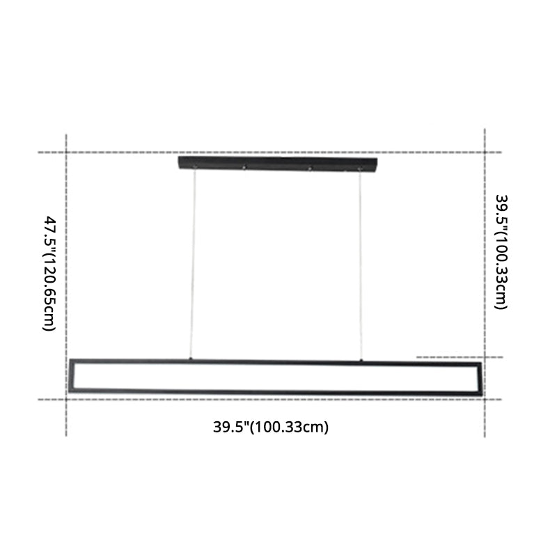 39.4 "de large style minimaliste LED île clairs Black Metal Long Strip Suspension Lampe pour le bar de cuisine