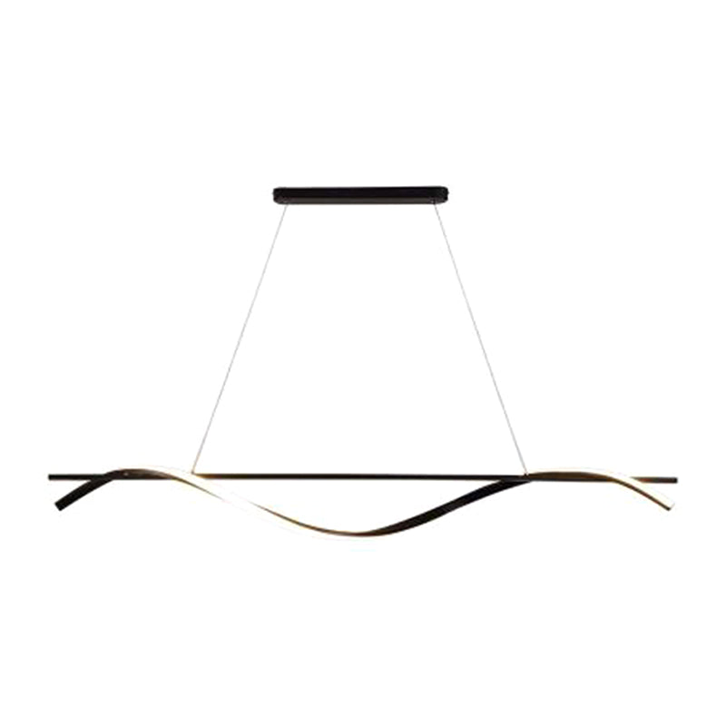 39.3 Inches Wide Modern Minimalist LED Island Light Iron Long Strip Bar Lighting Fixture in Black