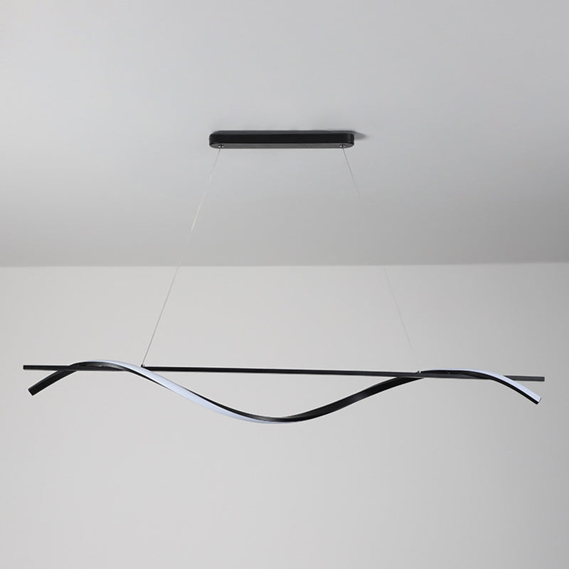 39.3 Inches Wide Modern Minimalist LED Island Light Iron Long Strip Bar Lighting Fixture in Black