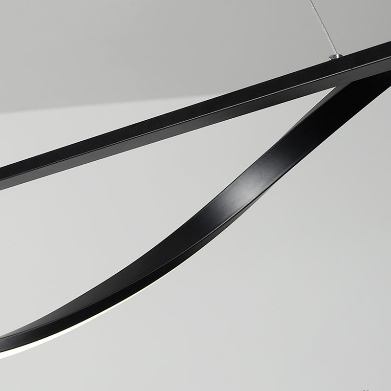 39.3 Inches Wide Modern Minimalist LED Island Light Iron Long Strip Bar Lighting Fixture in Black