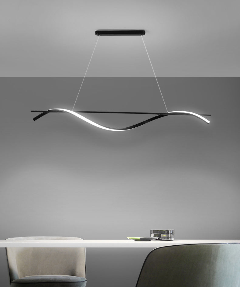 39.3 Inches Wide Modern Minimalist LED Island Light Iron Long Strip Bar Lighting Fixture in Black