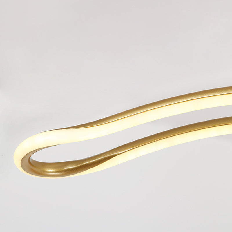 Wavy Lines Shaped Aluminum Alloy Island Light 39.3" Wide Modern Minimalist LED Suspension Lamp With Adjustable Hanging Wire