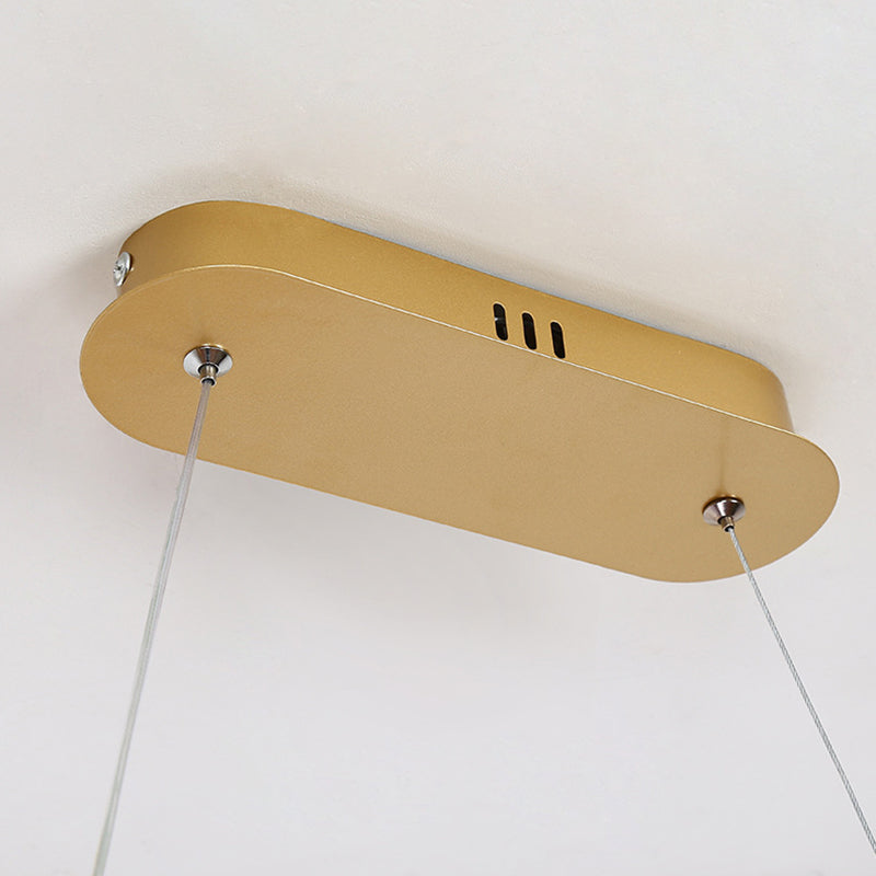 Wavy Lines Shaped Aluminum Alloy Island Light 39.3" Wide Modern Minimalist LED Suspension Lamp With Adjustable Hanging Wire