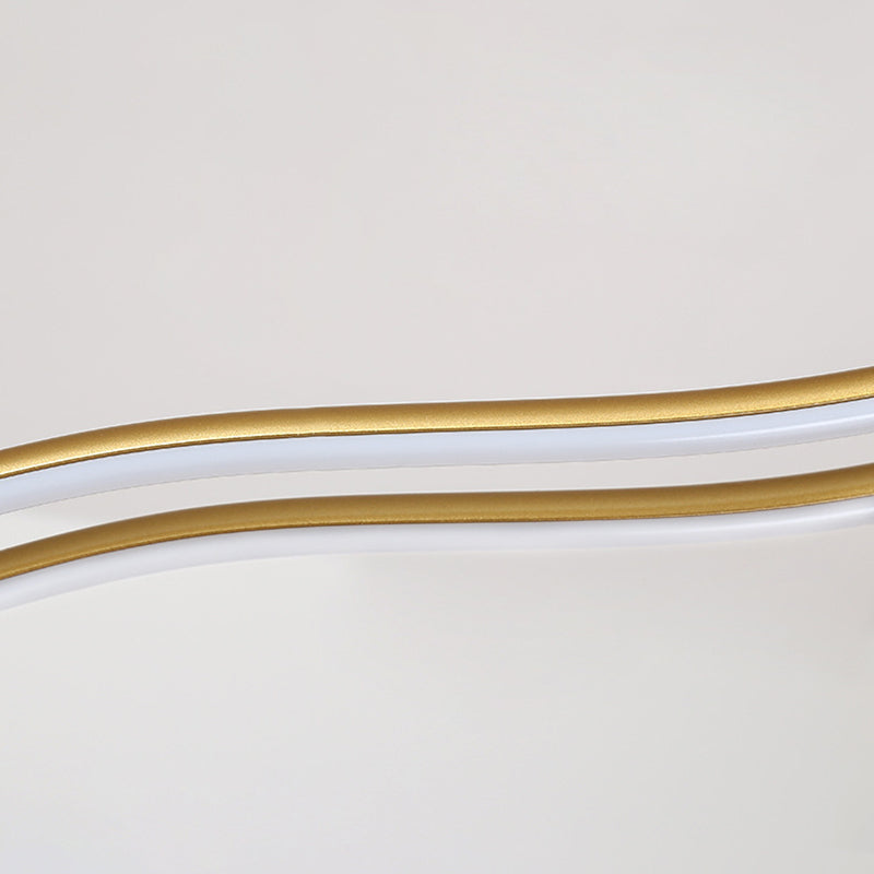 Wavy Lines Shaped Aluminum Alloy Island Light 39.3" Wide Modern Minimalist LED Suspension Lamp With Adjustable Hanging Wire