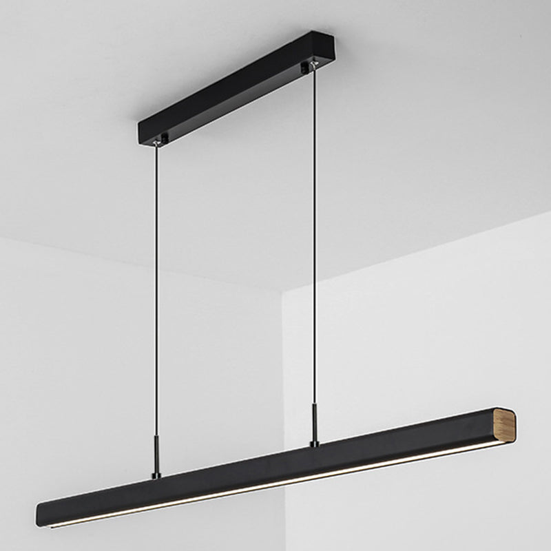 Legno di gomma + ferro moderno minimalismo dell'isola a led luce 59 "altezza regolabile cucina lunga cucina sospesa in nero