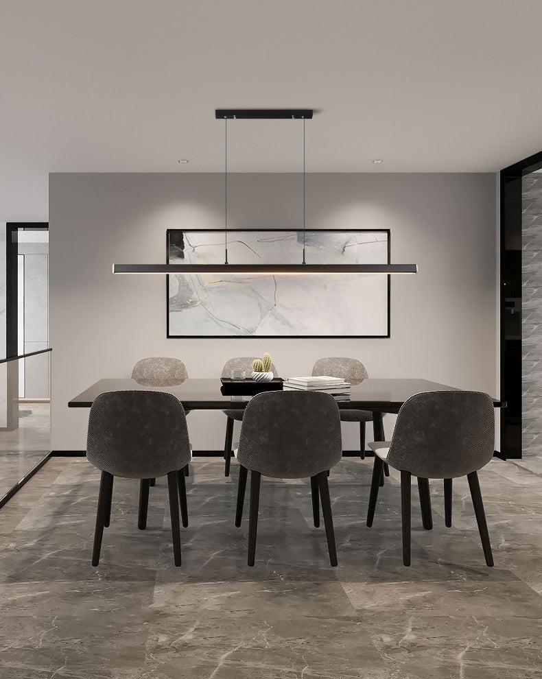 Legno di gomma + ferro moderno minimalismo dell'isola a led luce 59 "altezza regolabile cucina lunga cucina sospesa in nero