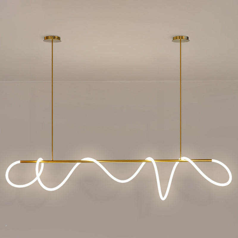 Post-modern Winding Lighting Hose Island Suspension Lamp 31.5" Length Minimalist Line Light for Living Room