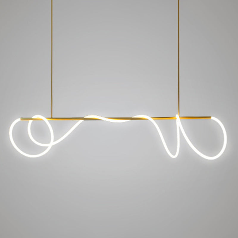 Post-modern Winding Lighting Hose Island Suspension Lamp 31.5" Length Minimalist Line Light for Living Room