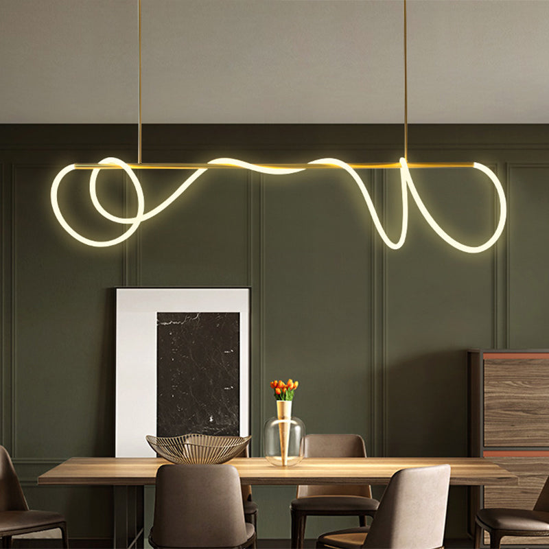 Post-modern Winding Lighting Hose Island Suspension Lamp 31.5" Length Minimalist Line Light for Living Room