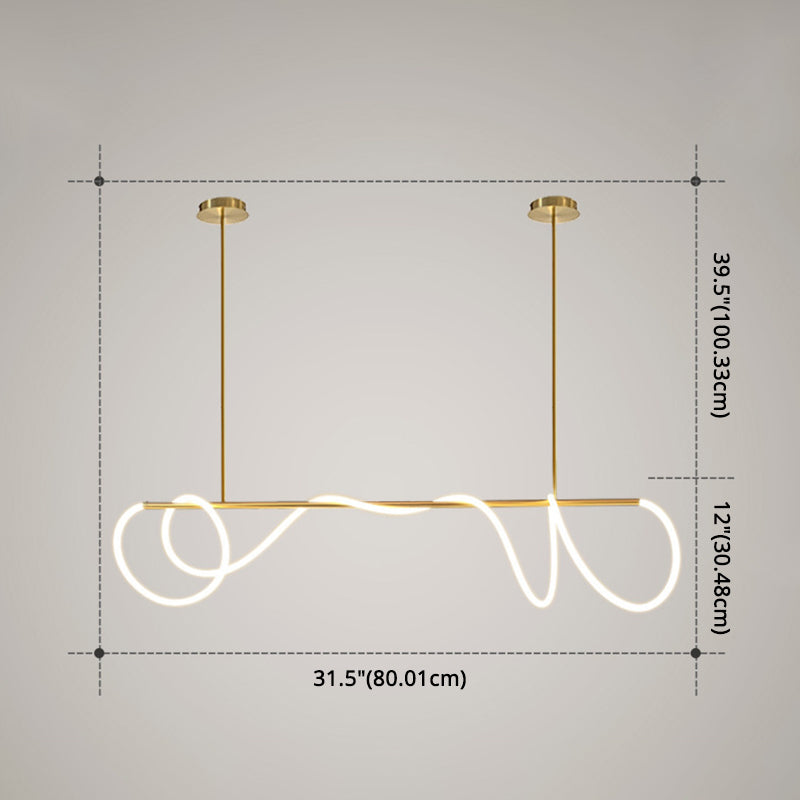 Post-modern Winding Lighting Hose Island Suspension Lamp 31.5" Length Minimalist Line Light for Living Room