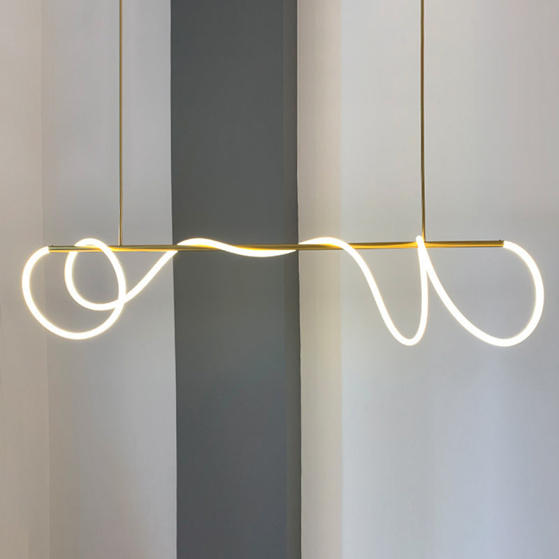 Post-modern Winding Lighting Hose Island Suspension Lamp 31.5" Length Minimalist Line Light for Living Room