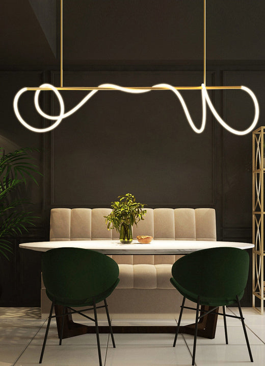 Post-modern Winding Lighting Hose Island Suspension Lamp 31.5" Length Minimalist Line Light for Living Room