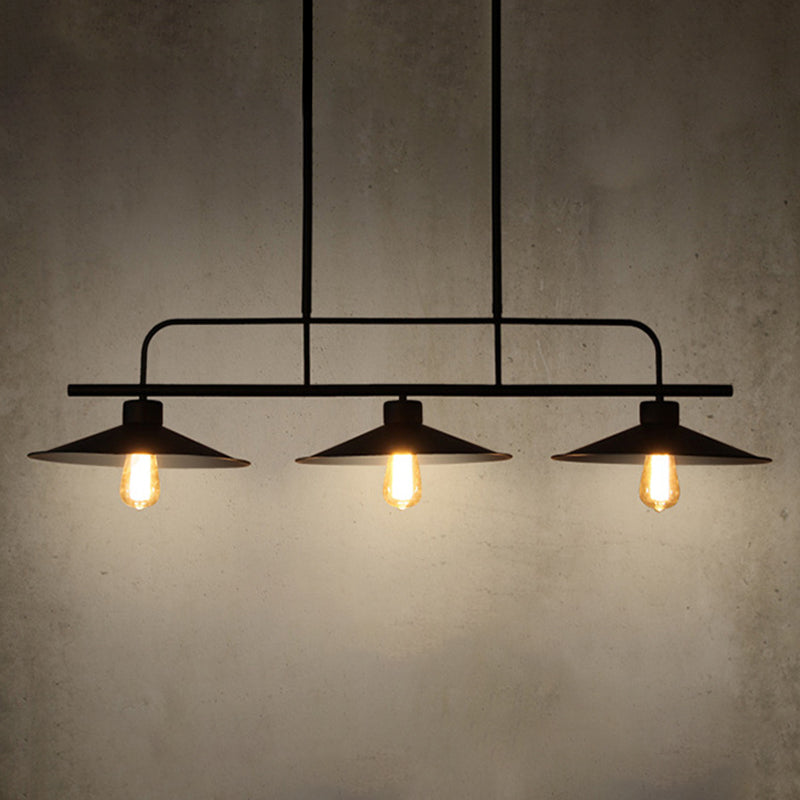 Posteo colgante de tono de platillo de platillo de hierro forjado de estilo industrial de estilo industrial de 3 luces para el bar de restaurantes