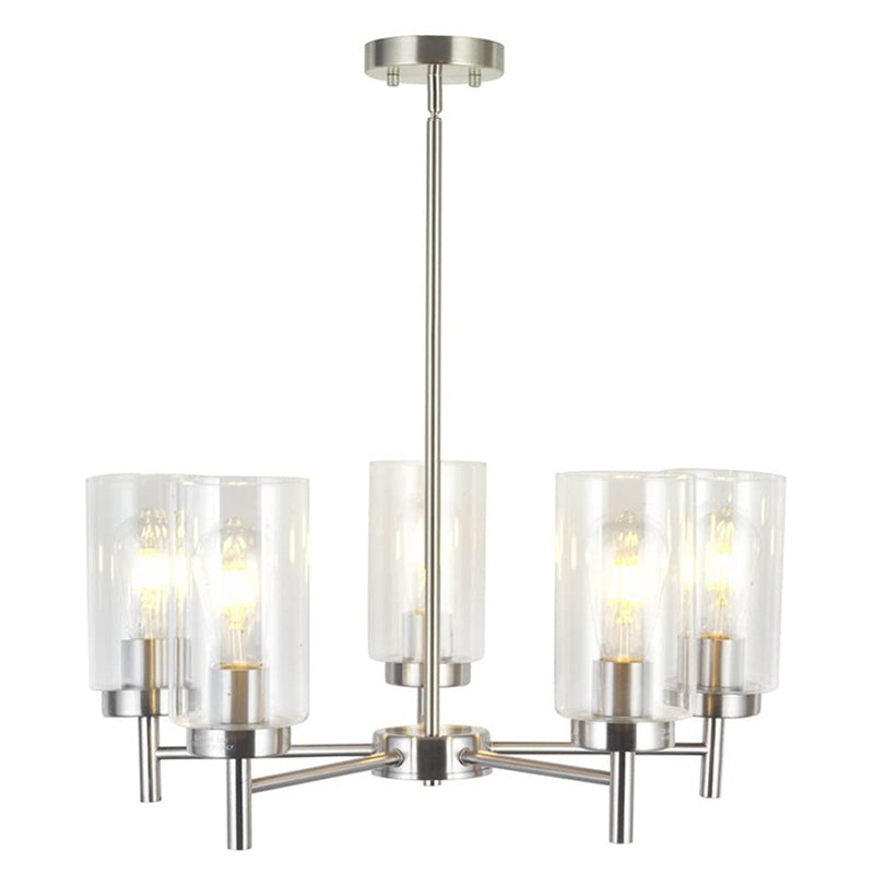 Candelera de tono cilíndrico de vidrio transparente Estilo industrial Industrial Estilo industrial Flexión de iluminación de techo de luz múltiple para sala de estar