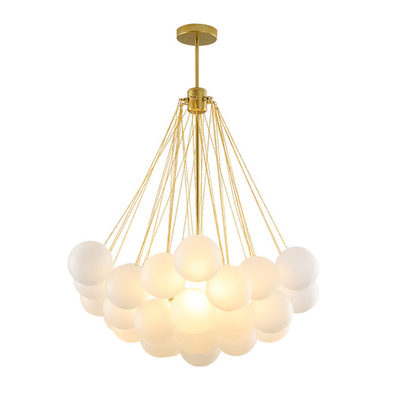 Lampada lampadina in stile moderno a 3 luci con 37 sfere di deco di vetro bianchi lampada in metallo Apparecchio di illuminazione per il soggiorno per soggiorno
