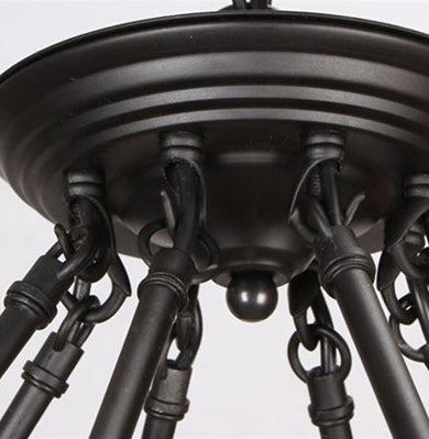 Multi Lights Circle Hemp Rope Chandelier Light Retro Industrial Style Hanging Lighting Fixture for Restaurant Bar