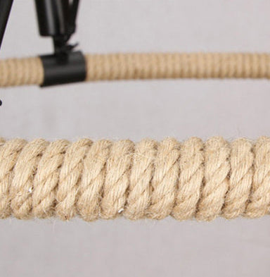 Multi Lights Circle Hemp Rope Chandelier Light Retro Industrial Style Hanging Lighting Fixture for Restaurant Bar