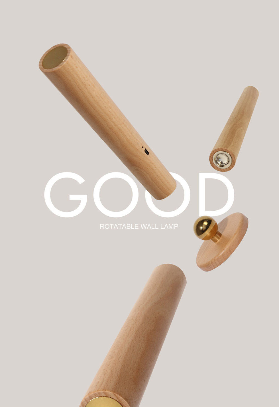 Lámpara de pared LED de dormitorio nórdico ángulo de madera ajustable Luz de madera para la cama