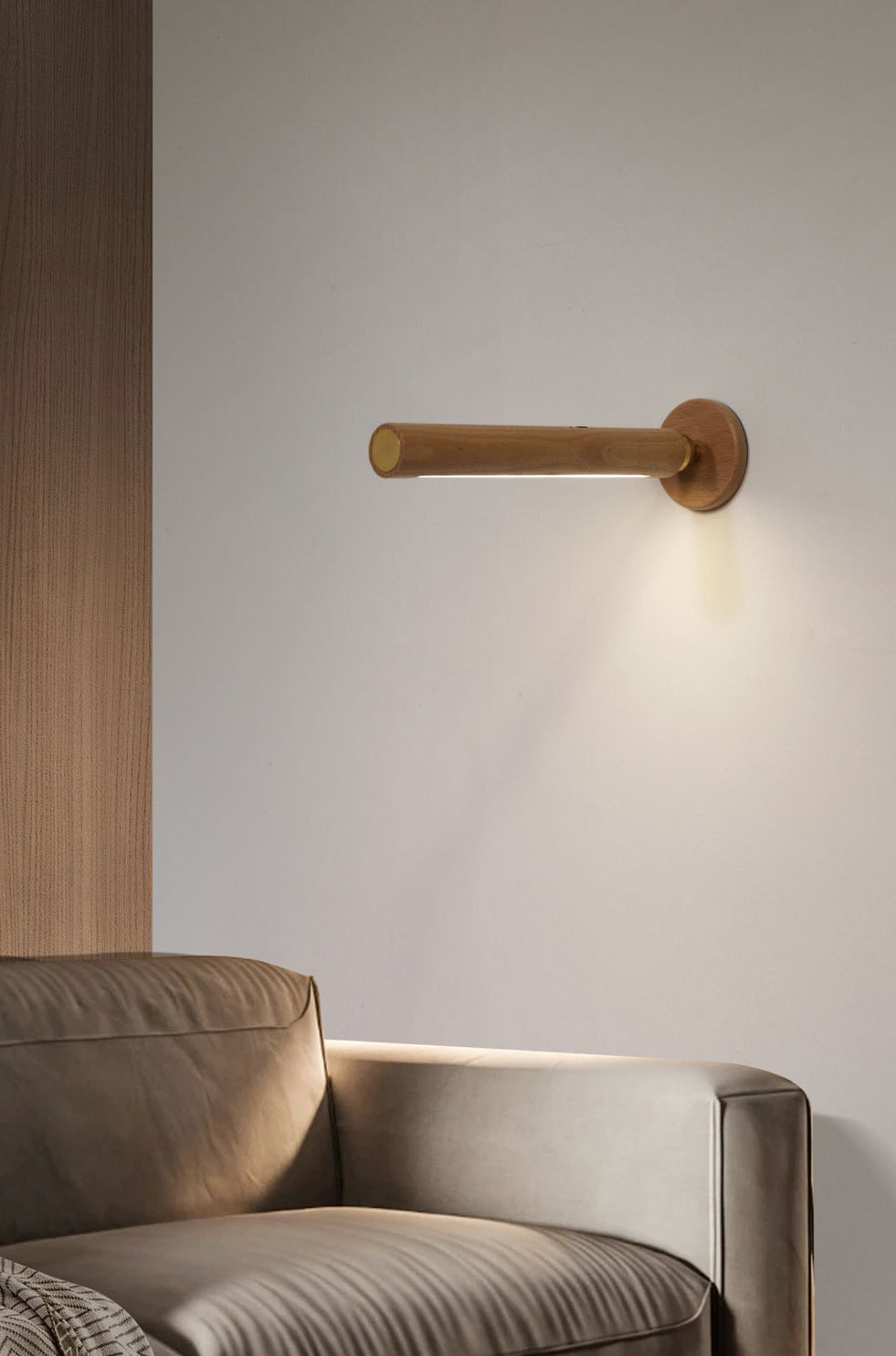 Lámpara de pared LED de dormitorio nórdico ángulo de madera ajustable Luz de madera para la cama