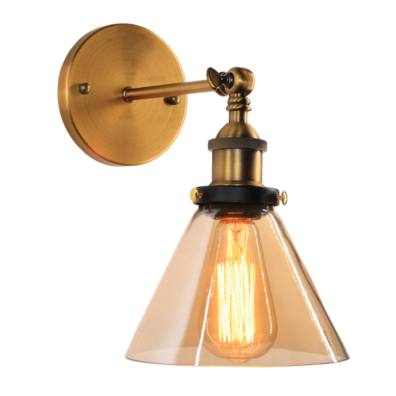 Loft Industrial Wall Mount Light Single Light Glass Shade Sconce Light for Bedside Restaurant