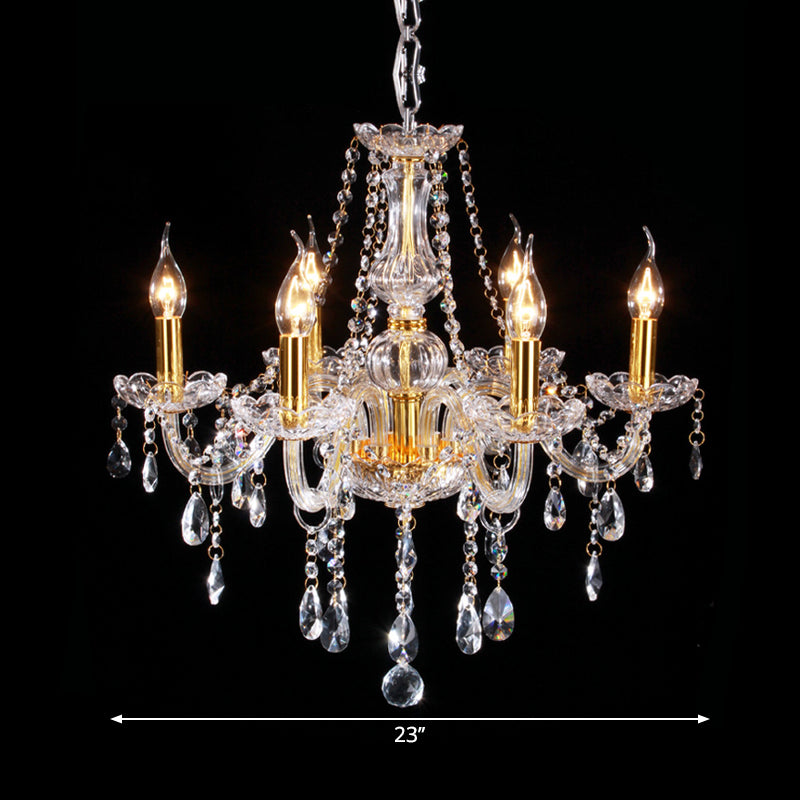 Curvy Armed Crystal Crystal Light Light Victorian Style 6 Heads Golden Dropserve