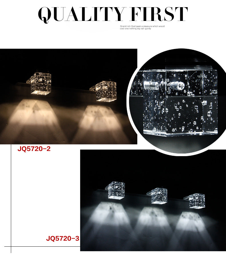 Luci a specchio di vanità quadrate Modern Minimalist Minimalist Crystal Vanity Light